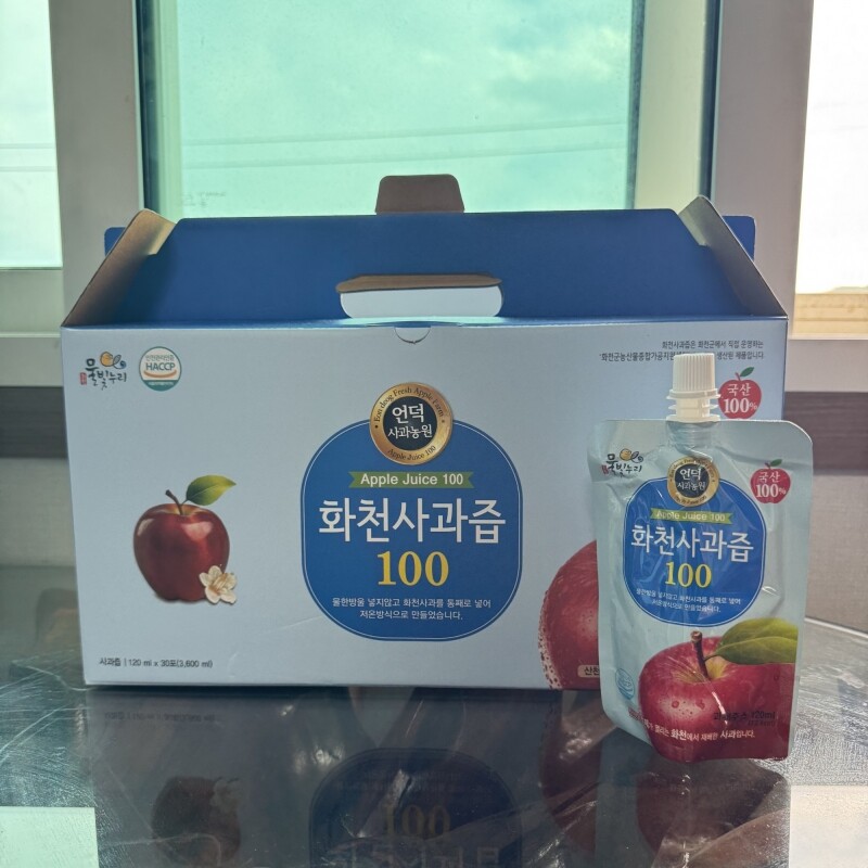 토고미 영농조합법인,강원도 화천 언덕농원 사과즙120ml(스파우트형식)30개/50개/100개